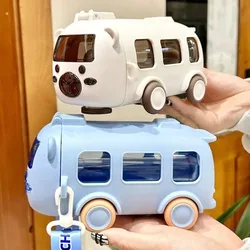 Cartoon Bus Straw Cup Cute Large Capacity Outdoors Car Water Cup Children Drinkware Bounce Straw Kettle