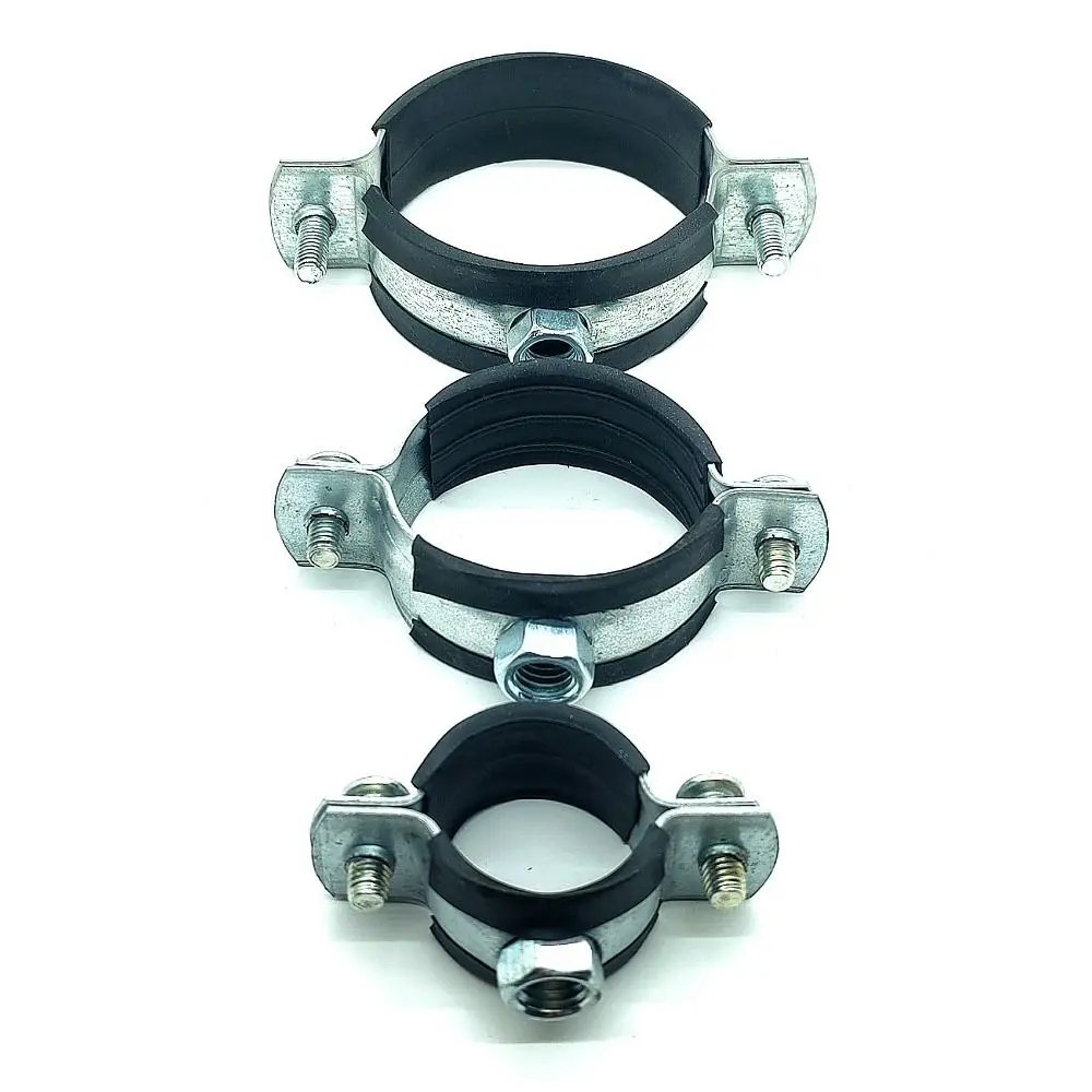 1Pcs Fastener Hardware Round Hose Clamp Pipe Fitting Expansion Screw Suspension Pipe Holder Carbon Steel Rubber