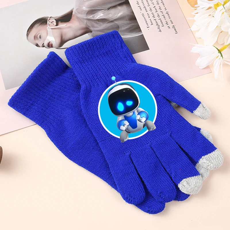 Astro Bot Boys Gloves Cute Cartoon Game Figure Printed Knitted Gloved Kids Winter Warm Accessories Children Christmas Gifts