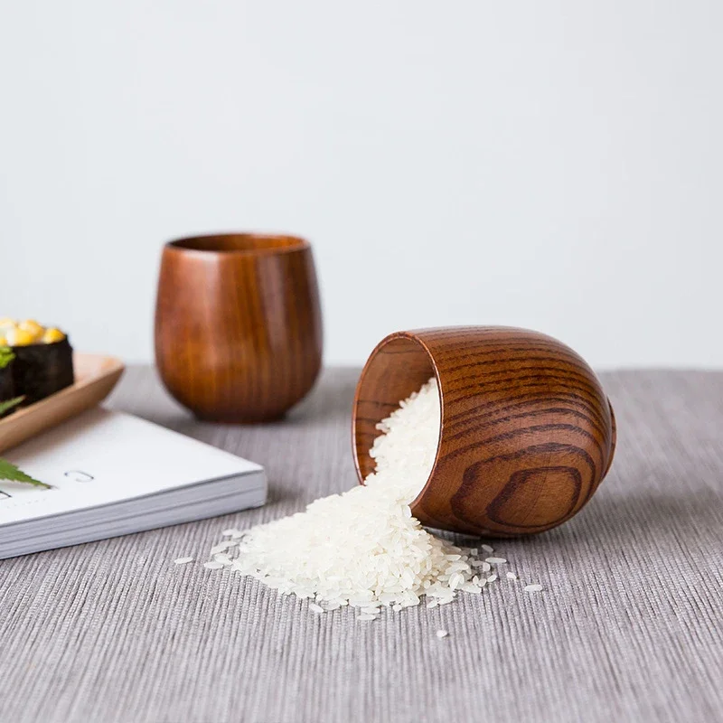 Wooden Mugs Japanese Style Vintage Teacup Handmade Natural Wood Coffee Espresso Cups Sour Jujube Cup for Kitchen Teaware