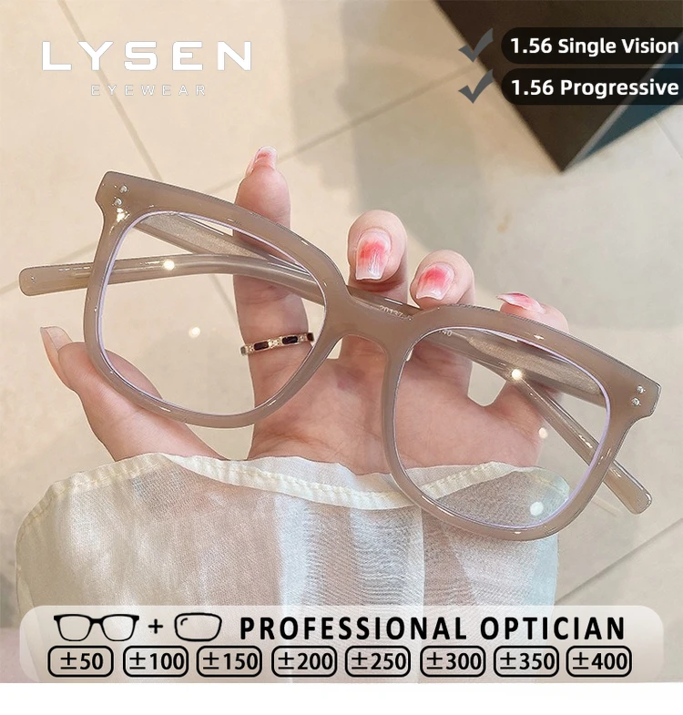 

LYSEN New Design Square Reading Glasses Women Blue Light Blocking Myopia Glasses Anti-Reflective Customized Prescription Eyewear
