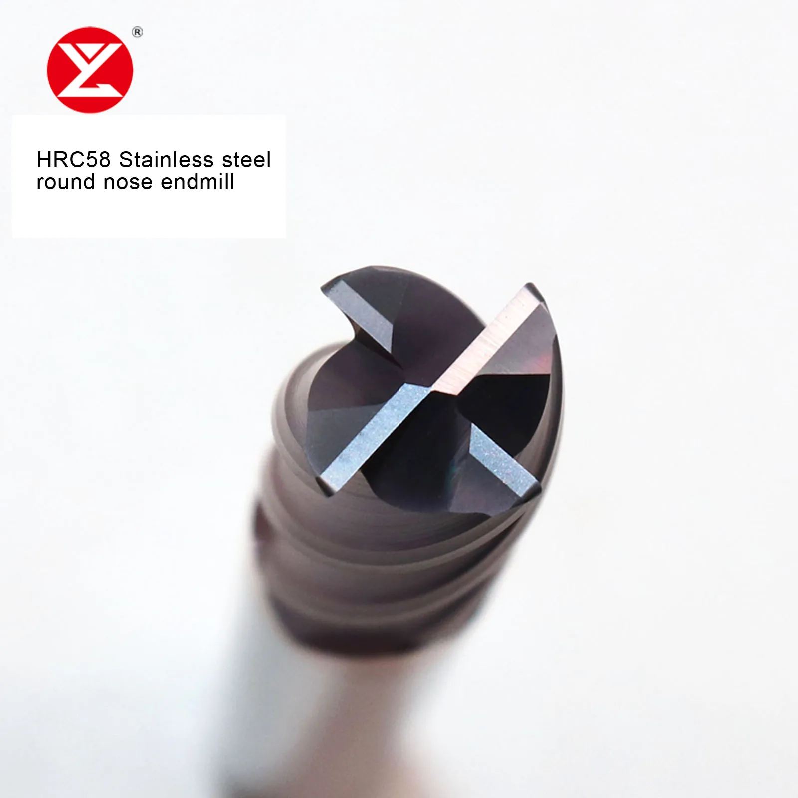 HRC58 4Flutes Bull Nose Endmill Solid Carbide Milling cutter With Radio Corner For Material Stainless steel R0.2 R0.5 R1.0 R2.0