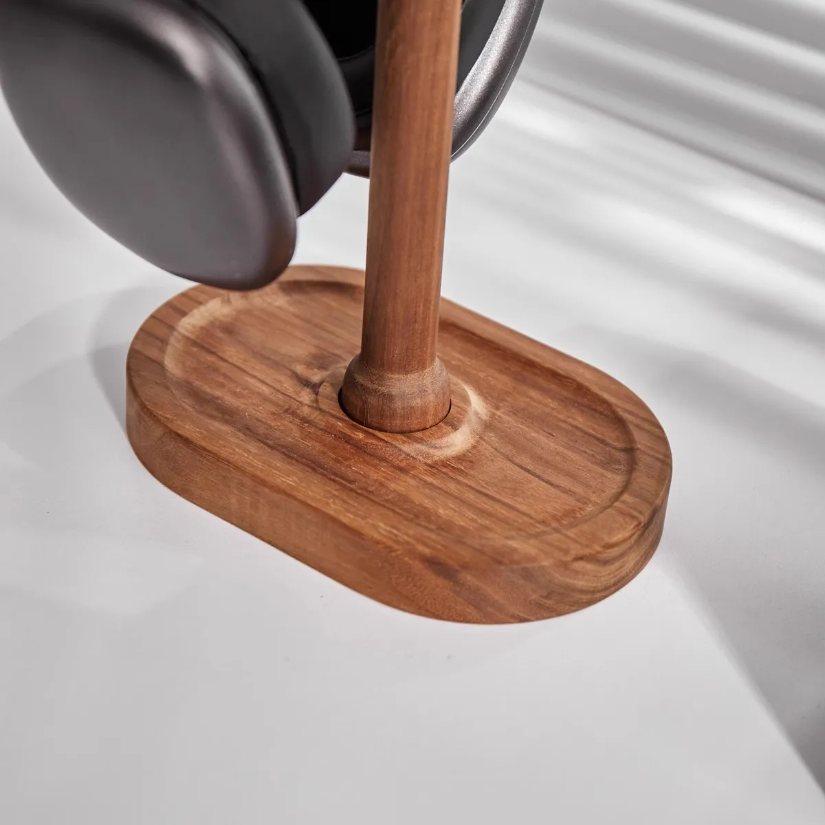 Soporte Universal para auriculares duales para Airpods Max, estante de exhibición de soporte para auriculares para juegos de escritorio de madera de nogal con Base estable