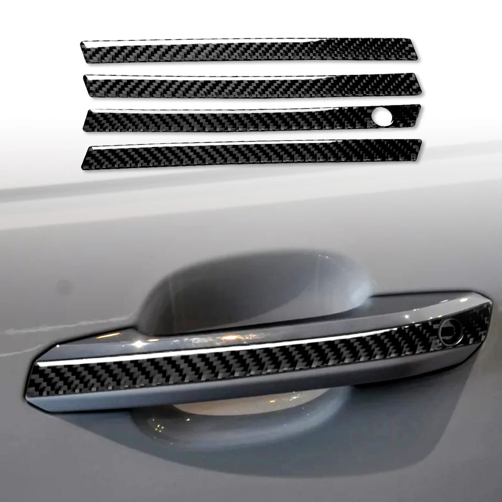 Auto Interior Real Carbon Fiber Car Styling Exterior Door Handle Pull Cover Trim For Audi A4 B9 RS4 S4 2017 2018 2019