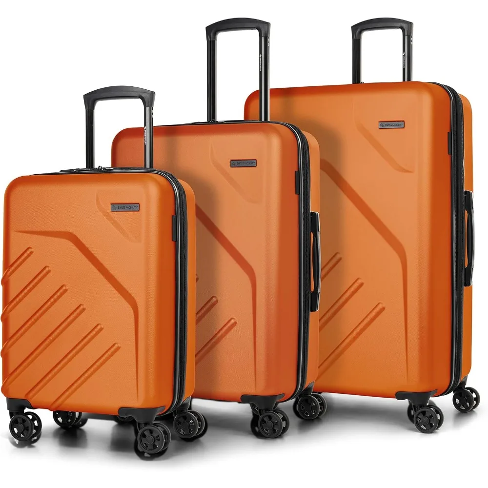 

Swiss Mobility LGA Collection 3 Piece Hard Shell Luggage Set, Expandable Suitcases with 360-Degree Spinner Wheels, Retractable H