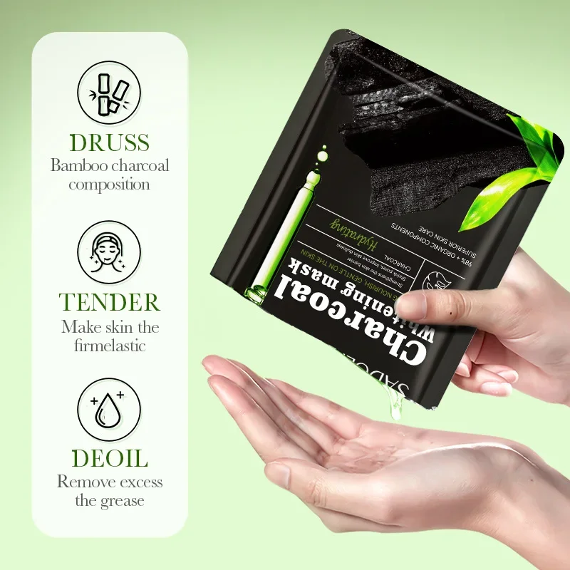 

10PCS Whitening Moisturizing Black Facial Mask Deep Moisturizing Cleaning Sooth Moisturize Bright Skin Bamboo Charcoal Whitening