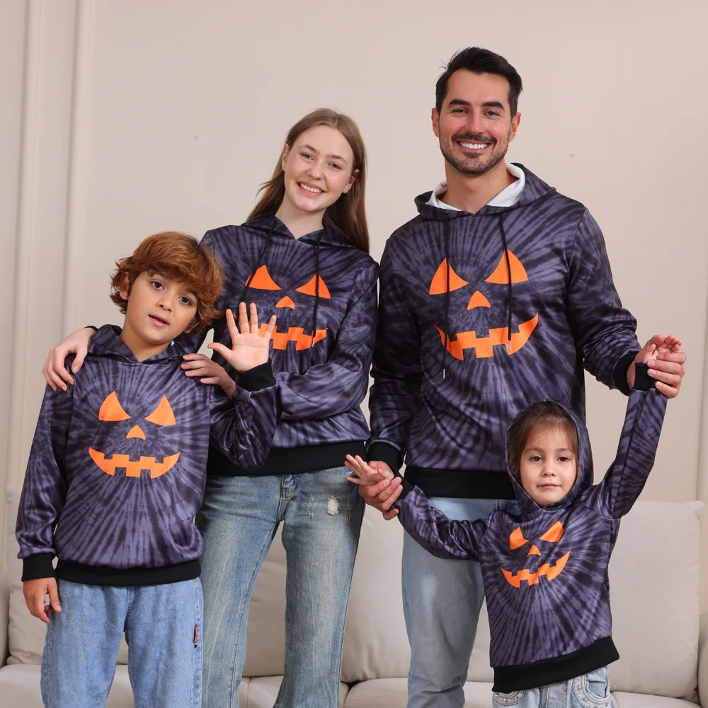 2024 New Halloween Family Matching Outfits Tops Fashion Pattern Print Parent Child Sweatshirt Set Mother Kids Holiday Clothes