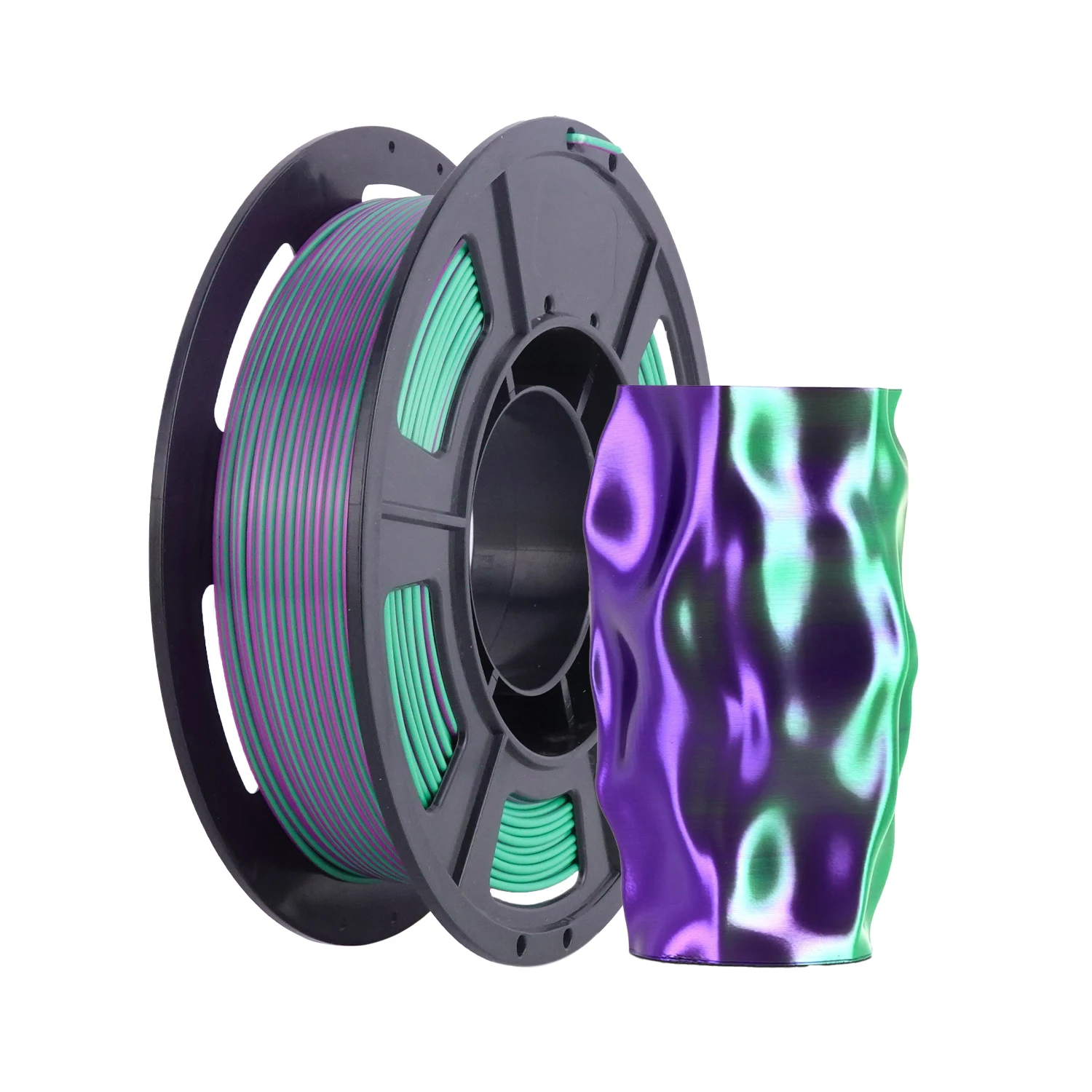 

Silk Dual Color PLA Filament 1.75mm Purple-Green 0.25kg, Shiny Gradient Dual-Tone PLA, High Gloss Finish, Easy to Print, Layer