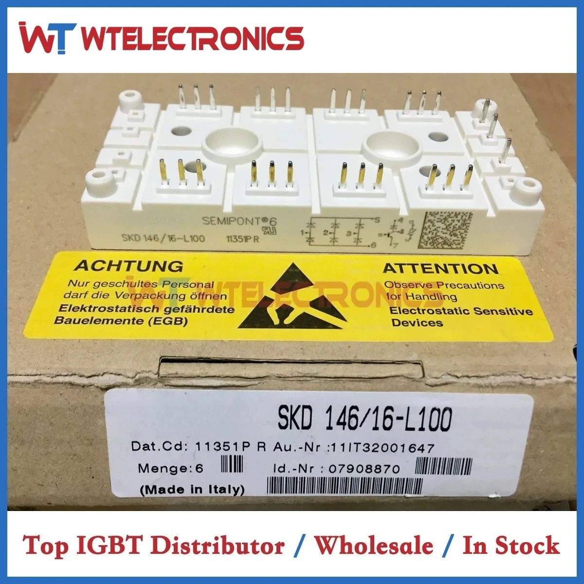 

SKD 146/16-L100 New Original SKD 146/16-L100 Thyristor Module SKD146 16 L100 SKD14616L100