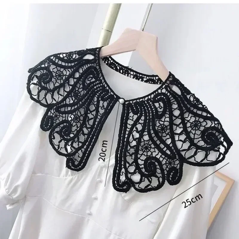 Removable Lace Doll Fake Collar Women Tie Ladies White Shawl Wrap Detachable Embroidered Lapel False Collar Clothes Accessory