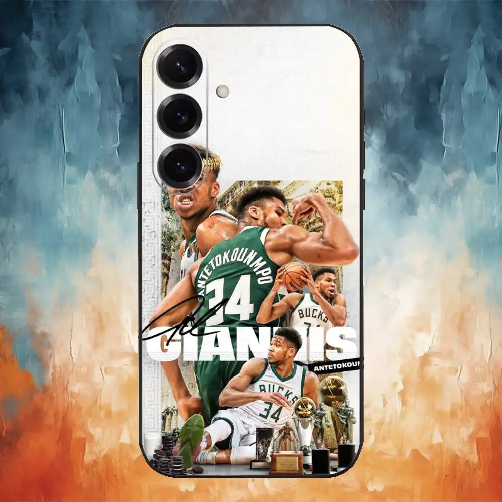 Capa de telefone basquete g-grego f-freak 34 para samsung galaxy a73, a72, a71, a70, a53, a52, a51, outras capas pretas macias