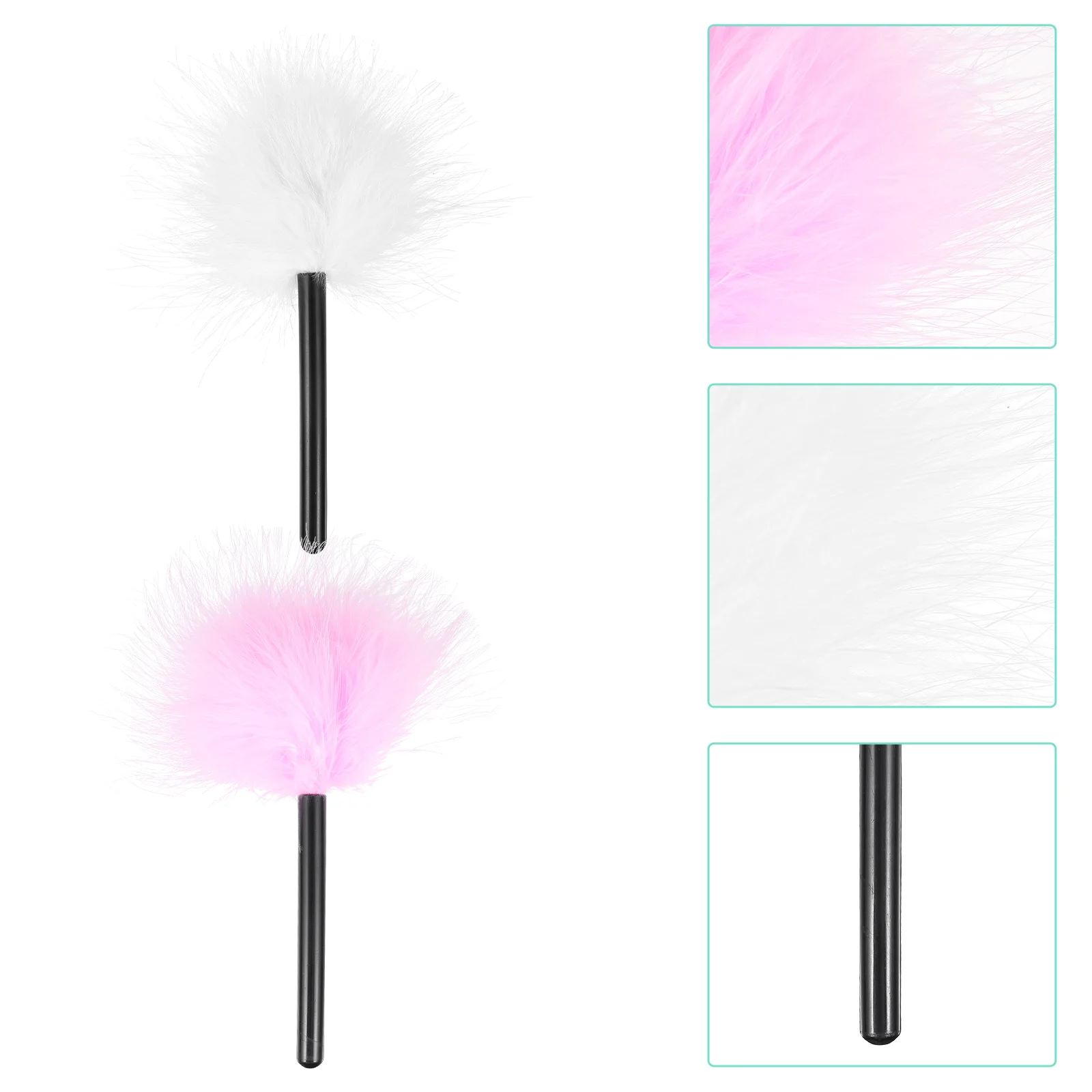 2 Pcs Even Application Powder Fluffy Makeup Facial Brush Pink and White Plush Body