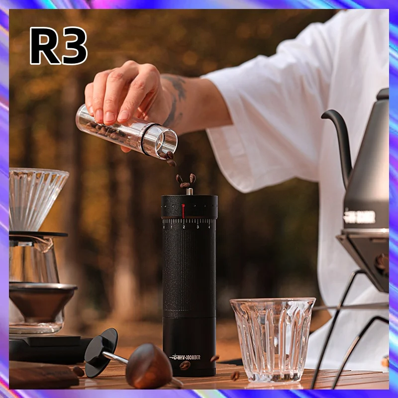 

New Mhw-3bomber R3 Series Coffee Grinder Solid Wood Handle Hand-Ground Coffee Beans Home Outdoor Customized Barista Grinder