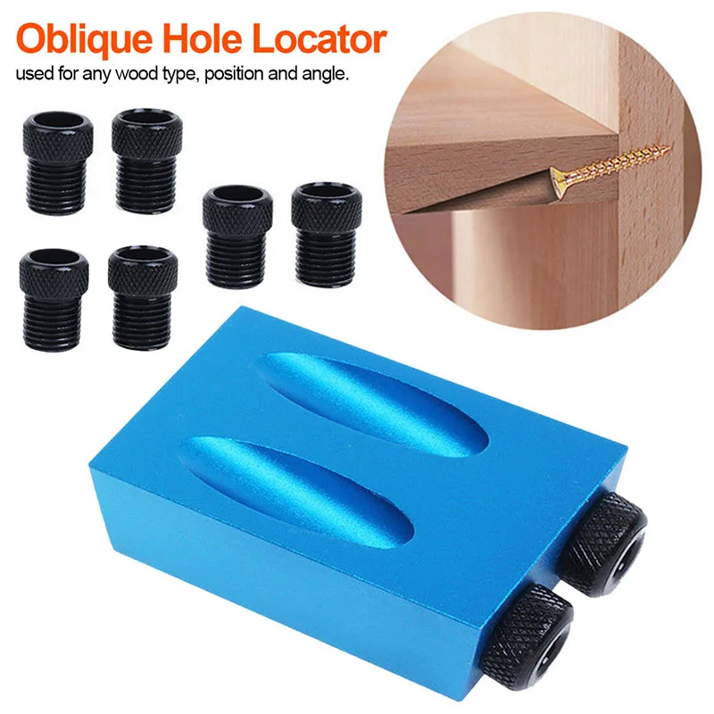 ZK30 15 Degree Oblique Hole Locator Angle Drilling Locator Aluminium Woodworking Drill Bits Jig Clamp Kit Guide Wood Hand Tools
