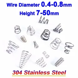 Wire Diameter 0.4/0.5/0.7/0.8mm Conical Cone Compression Spring 304 Stainless Steel Tower Springs Taper Pressure Spring H 7-50mm