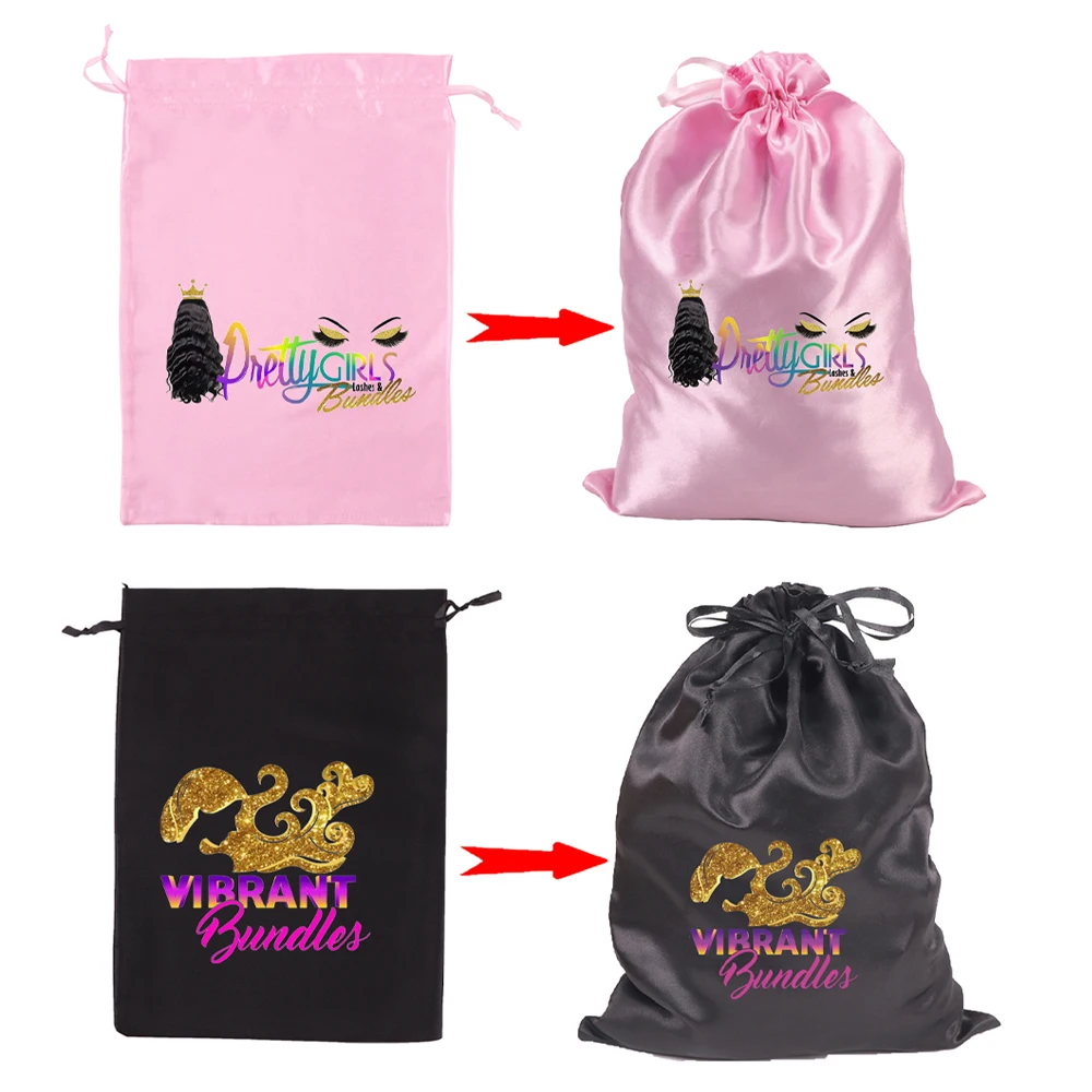 مخصص 5 قطعة شريط ذوبان الدانتيل مع شماعات الأذن للشعر المستعار عقال غير مؤلم و 5 قطعة أكياس تخزين الساتان مع شعار شعر مستعار اكسسوارات
