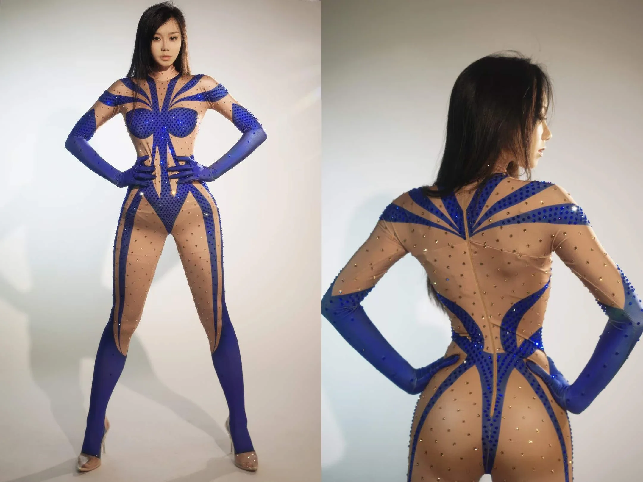 سخرية المناسبات الخاصة المرأة تمتد القطب الرقص مذهل شبكة مرصعة بأحجار الراين دنة حللا ملهى ليلي DJ DS سحب ازياء