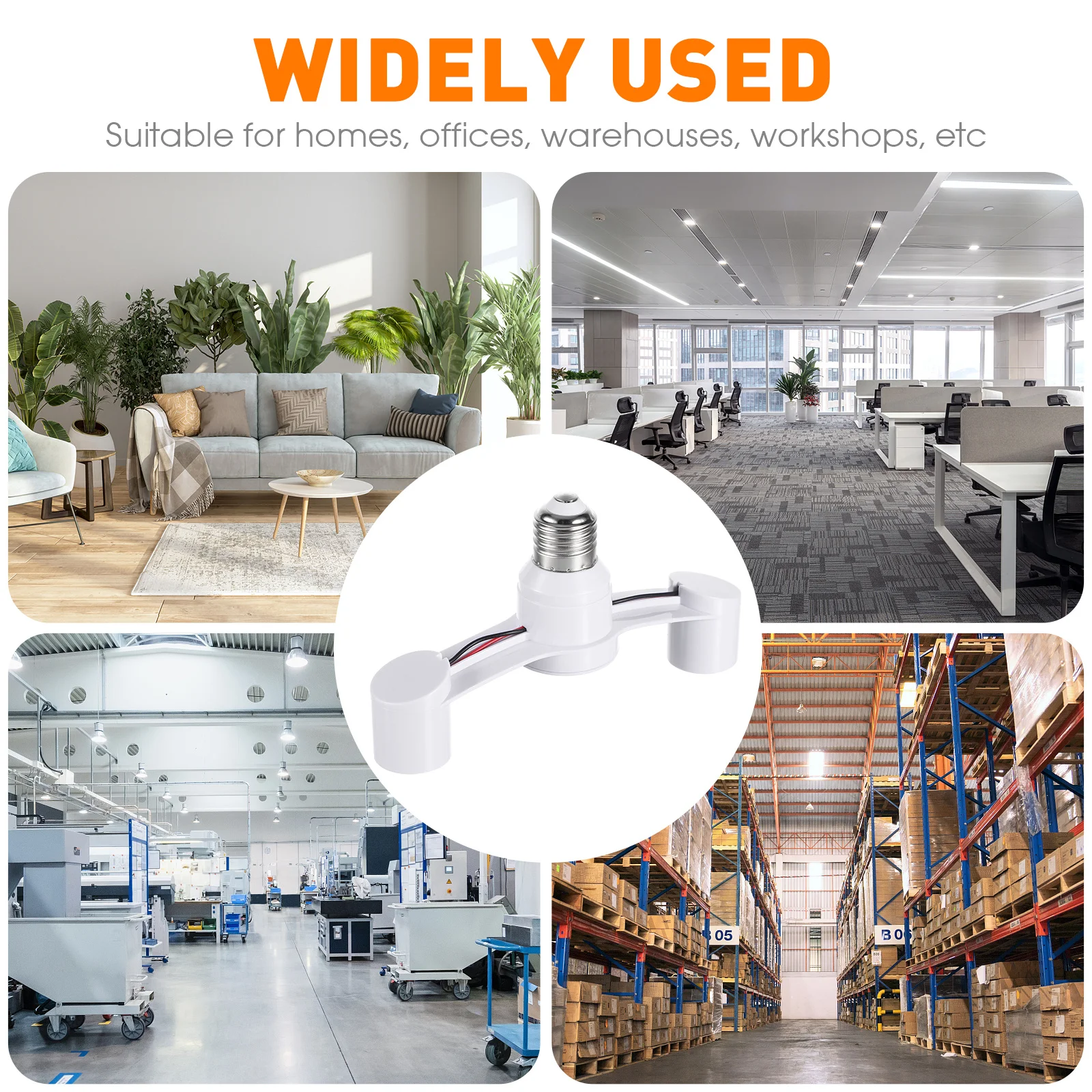 Light Socket Splitter Double Head E27 Lamp Socket Branch Adapter Compatible with LED Bulbs Bulbs Corridor