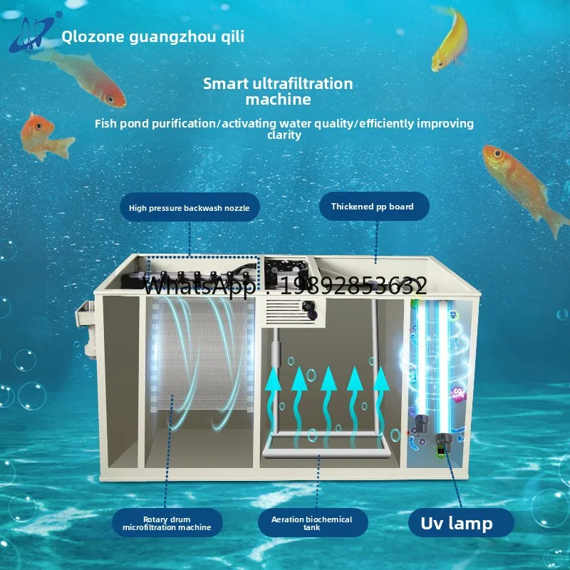 Koi Fish Pond Filter Automatic Cleaning Pond Water Circulation  Large Integrated Outdoor Fish Pond Filtration System