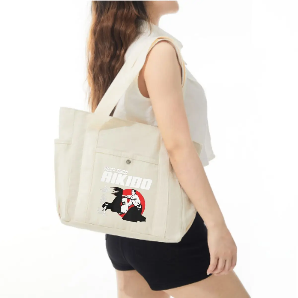 حقيبة ستيفن سيغال أيكيدو ذات تصميم فني كاجوال من القماش للنساء، حقيبة تخفيف العمل الأساسية العتيقة