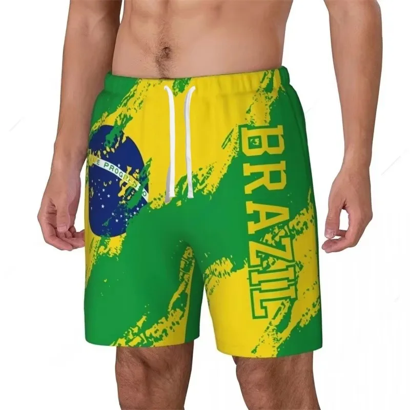 

2026 Fashion Brazil Flag Beach Shorts Summer Casual Men Women 3D National Emblem Printed Short Pants Loose Quick Dry Swim Trunks