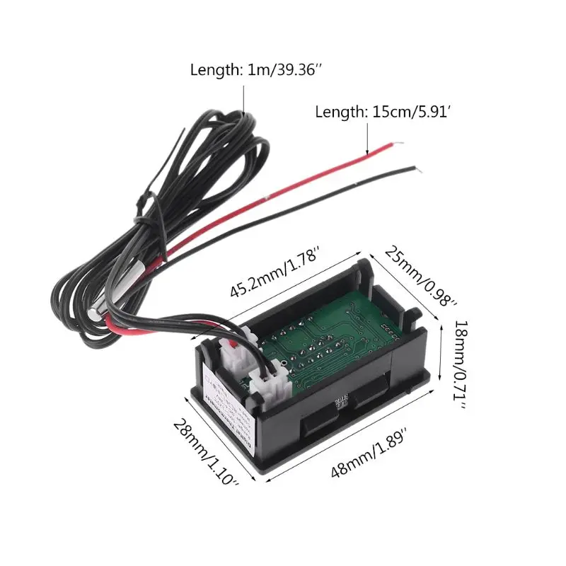 Dual Display Car Thermometer Voltmeter Gauge Temperature Meter Tester 12V/24V with Cable & Probe Professional