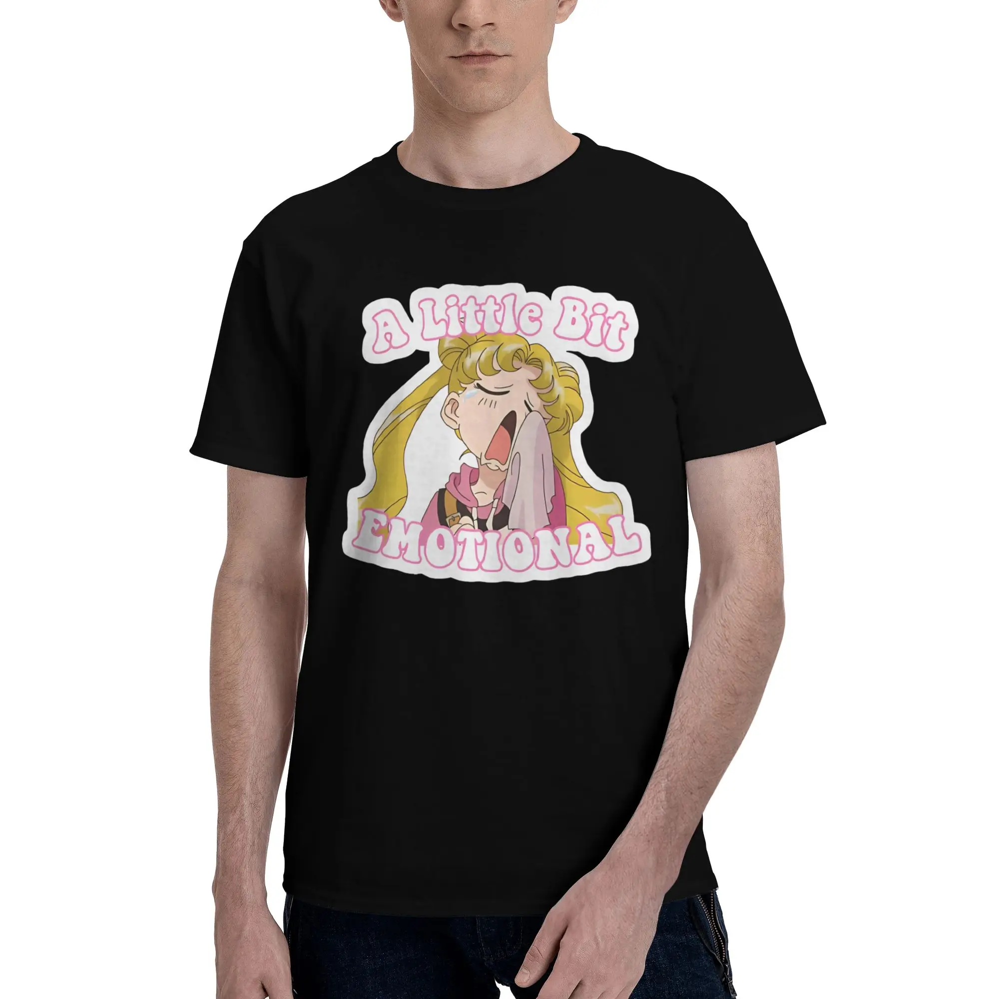 A Little Bit Emotional  Novelty 100% Cotton T-Shirt Bandai Sailor Moon Tees Tops For Men