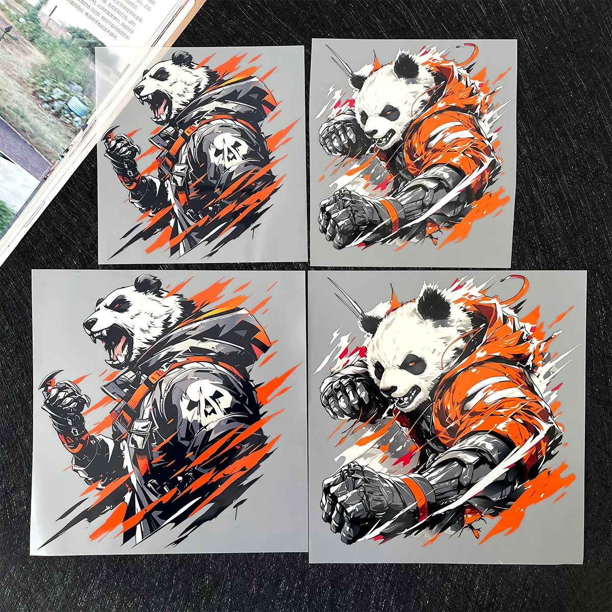 

Car Stickers Warrior Panda Reflective sticker Auto Door Windshield Body Moto Fuel Tank Vinyl Decals e46 e90 Exterior Accessories