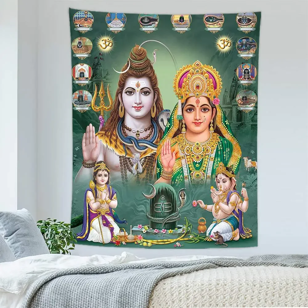 Tapiz colgante de pared de Dios indio, Alfombra de pared de elefante del templo Ganesha dorado, Alfombra de Yoga de playa, tapiz de decoración del hogar
