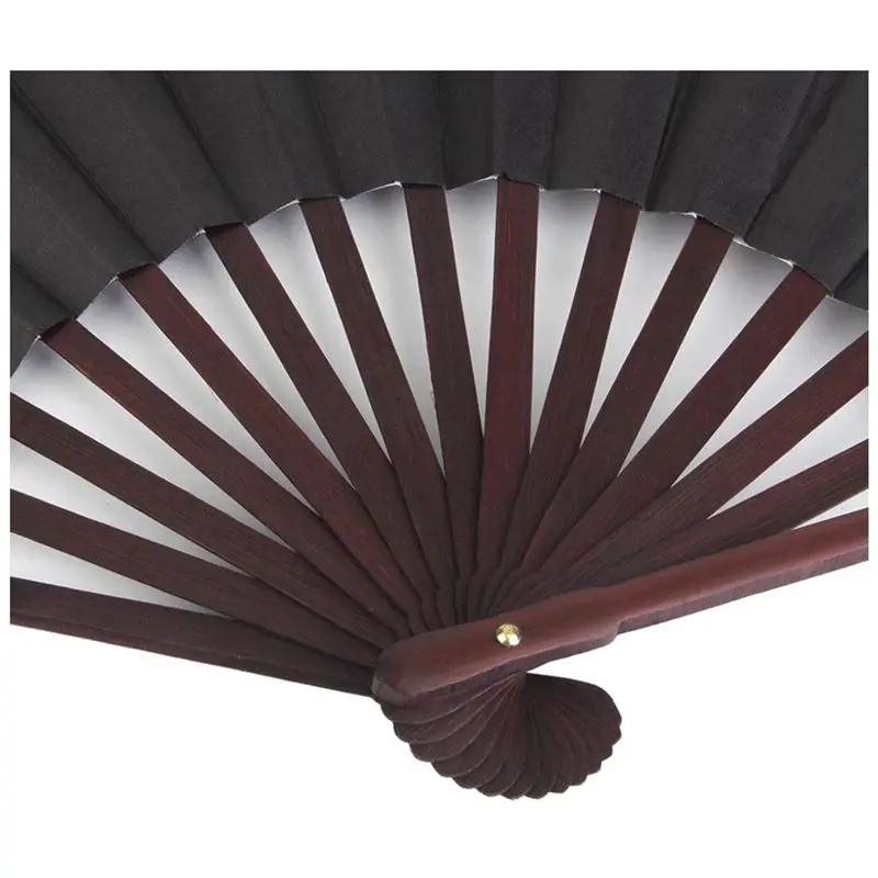 B03C-2X Folding Blank Hand Fan Calligraphy Writing Dancing Fan For Men's 33Cm - Black