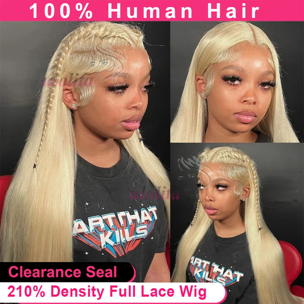 

Full Lace Wig Real Human Hair 613 Blonde Straight Remy Hair Brazilian 100% Human Hair Ponytail Hair Wig Transparent Lace Frontal