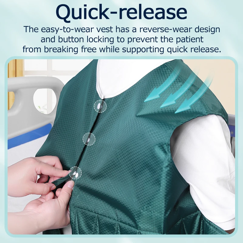 Lefeke Restraint Vest Jacket Durable Breathable Wheelchair Bed Fixed Belt Elderly Disabled Versatile Security Vests