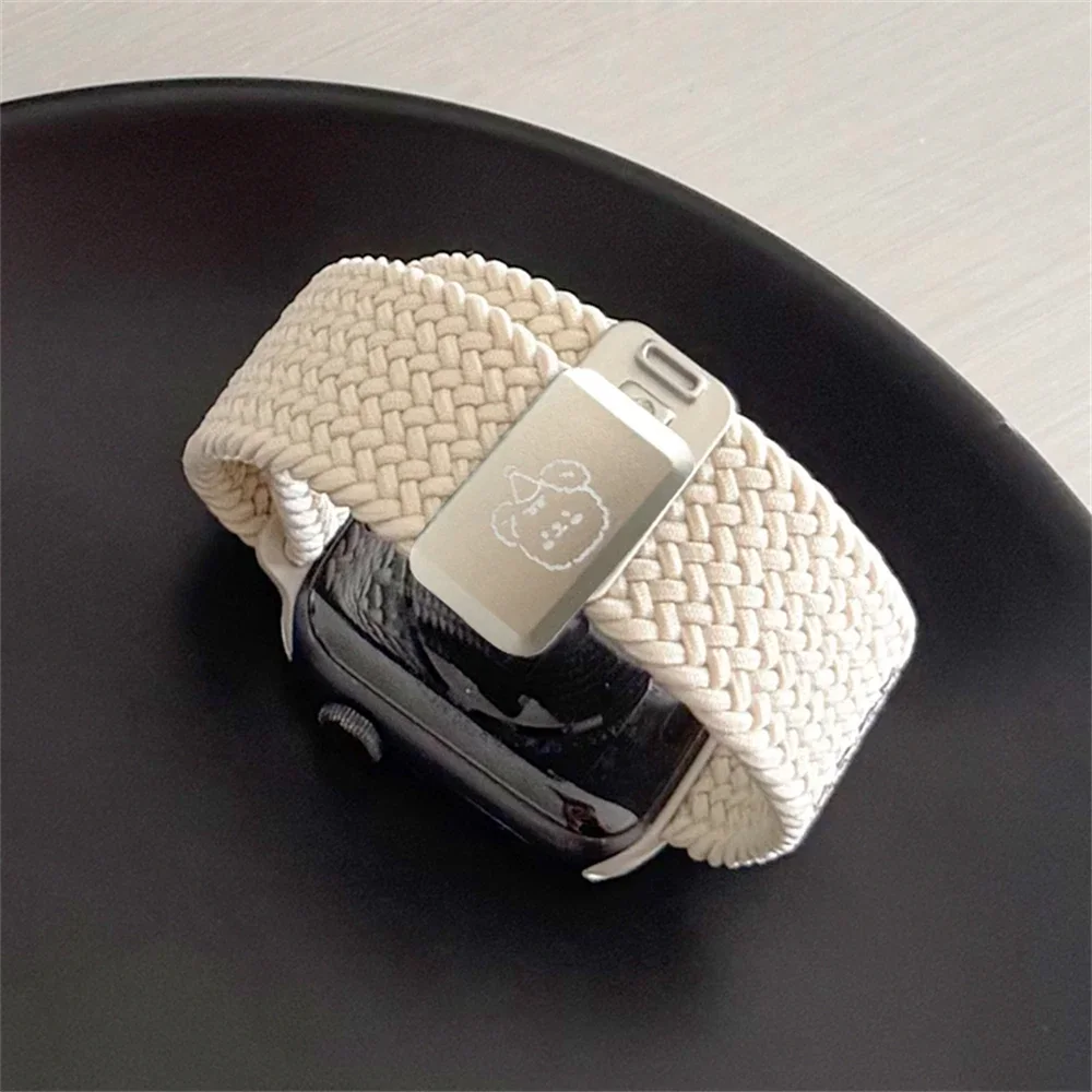 Urso dos desenhos animados pulseira magnética de náilon para apple watch ultra2/1 49mm 10 42mm 46mm 41mm banda para iwatch série 9 8 7 6 5 4 se correa