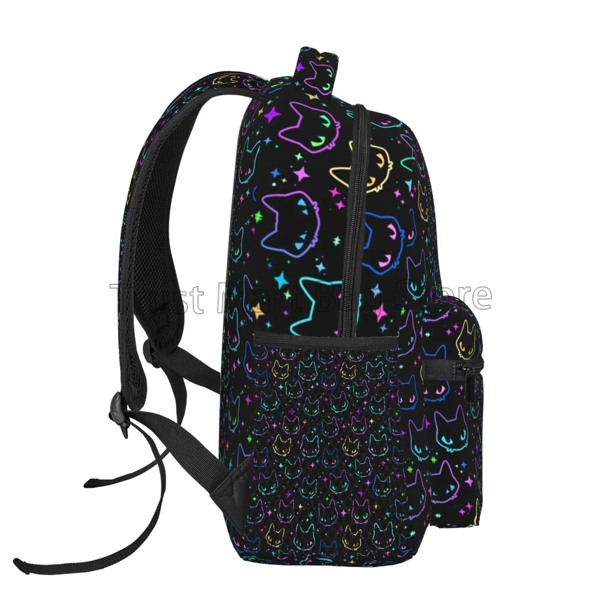 Colorful Cat Heads with Bright Star Backpack for Girls Boys Student School Bag Bookbag Lightweight Travel Laptop Hiking Daypack