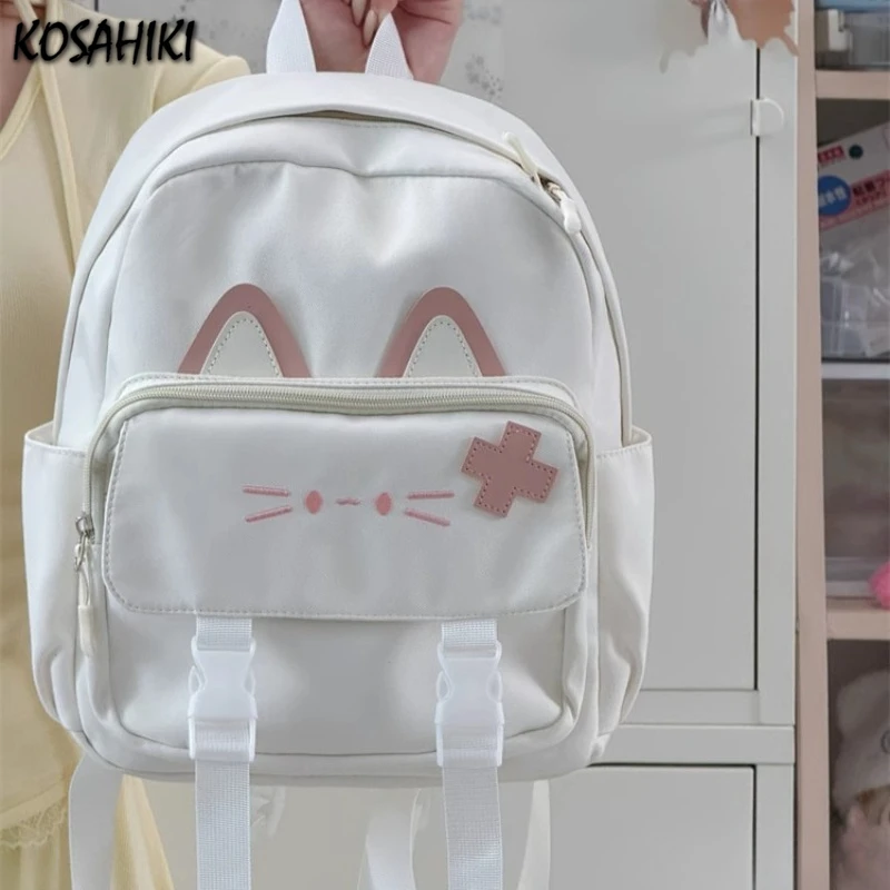 

Japanese Y2k Aesthetic Sweet Cat Embroidery Backpack Girls Kawaii Fashion Mini Backpacks Women Students Casual Cute Schoolbags