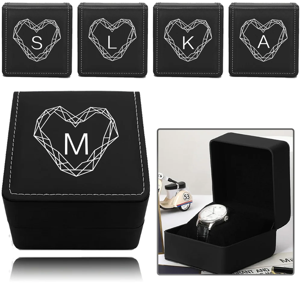 

PU Watch Storage Box with Pillow Gift Case New Fashion Black Wrist Watch Display Organizer Holiday Gifts Love Style Pattern