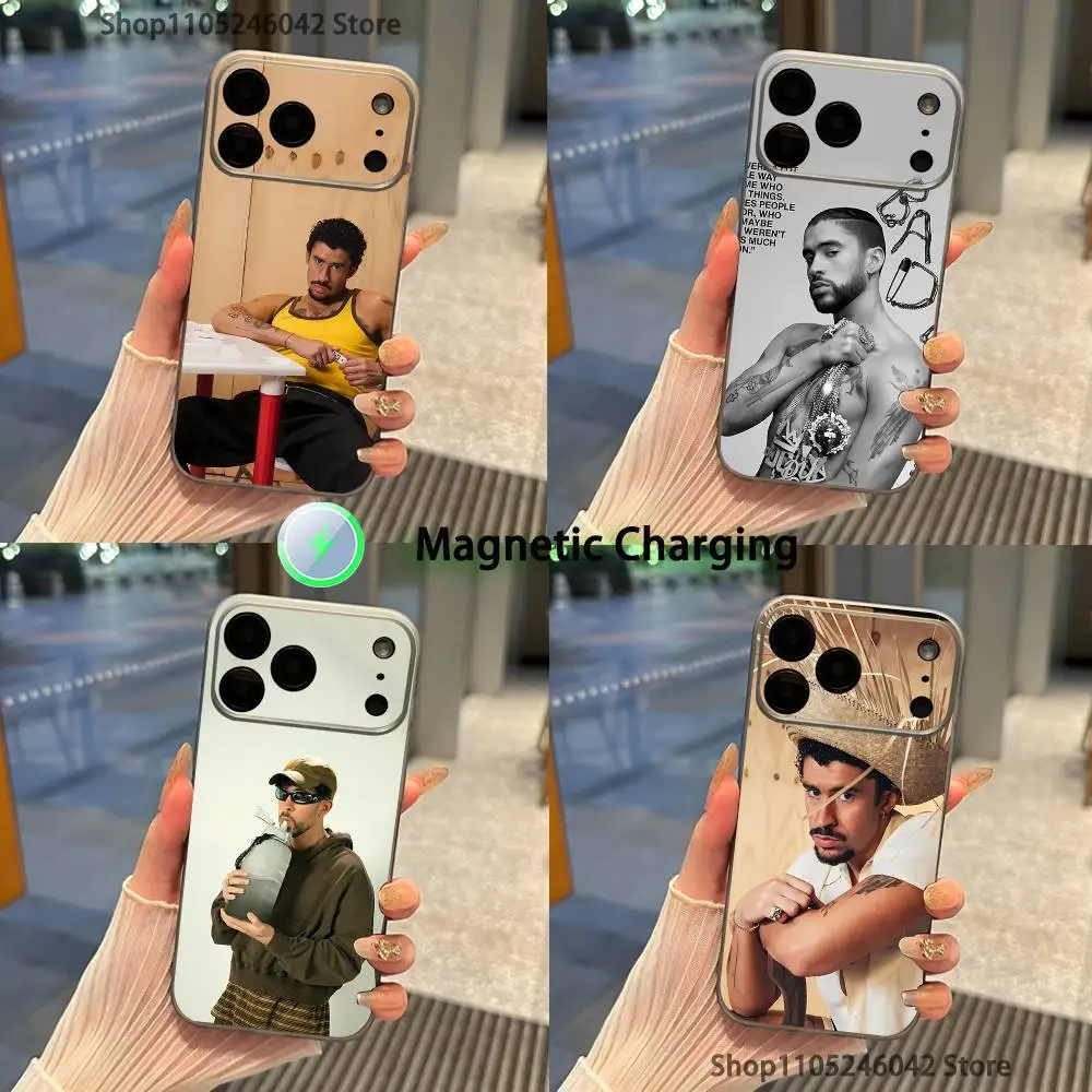 

Singer B-Bad B-Bunny DTMF Transparent gray Phone Case For iPhone 17,16,15,14,13,12,11,Pro,Max,Plus Magnetic Wireless Charging