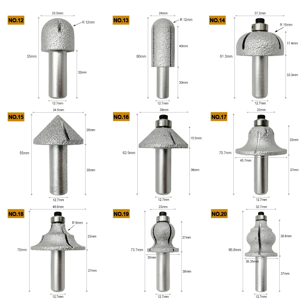 SHDIATOOL 1pc Diamond Router Bits With 1/2\