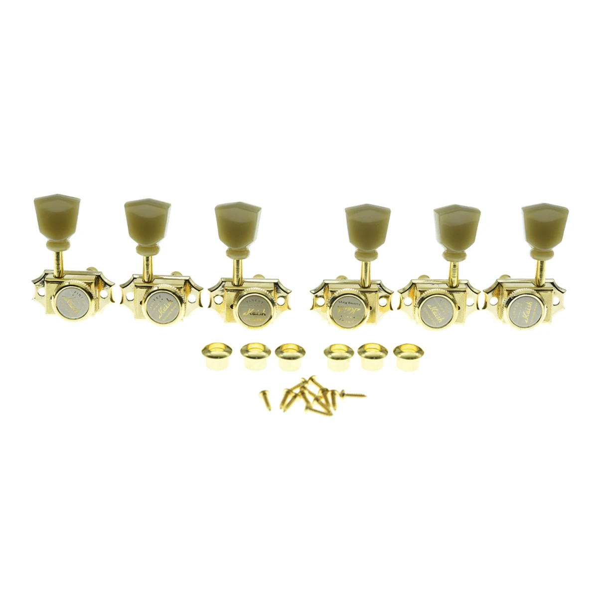 KAISH 3x3 Vintage Style Locking Tuners Guitar Tuning Keys Guitar Lock Tuing Machine Heads for Les Paul Gold with Keystone Button