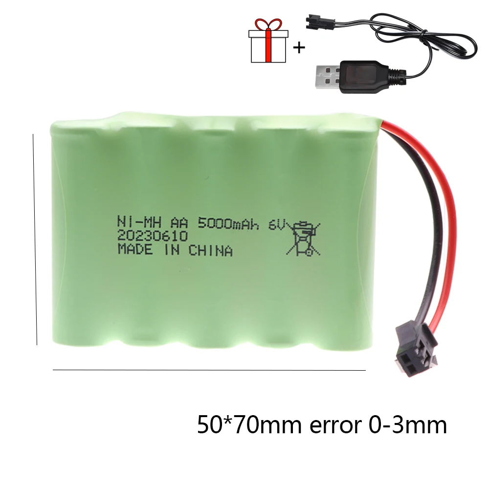 3,6 V/4,8 V/6V/7,2 V/9,6 V 5000mAh wiederauf ladbarer Ni-MH-Akku für RC-Spielzeug Autos Tanks Roboter Waffen Boote Spielzeug Zubehör