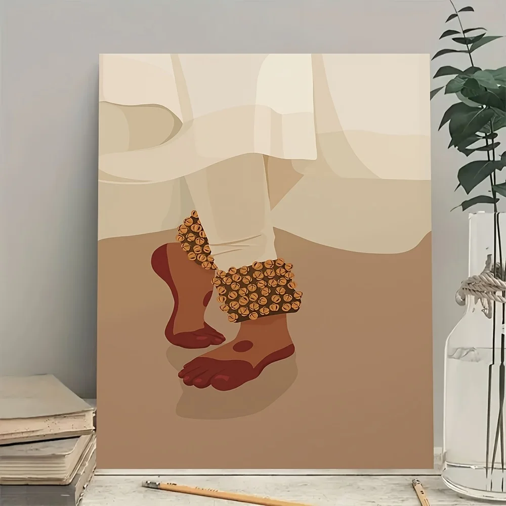 (No frame)2D Flat, 1pc Wooden Framed Canvas Wall Art, Framed Canvas Painting Art, South Asian Traditional Print with Floral P