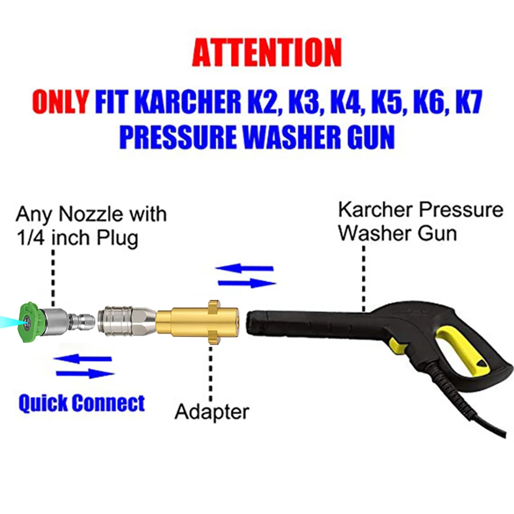 ROUE Car Washer 1/4 Automatic Quick Coupler Car Wash Cleaning for Karcher Connector Accessorie Parkside High Pressure Washer