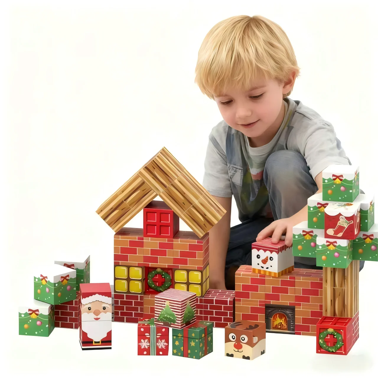 Bloques de construcción magnéticos de Navidad DIY, adornos navideños para niños, bloques de modelismo, juegos para niños, juego de Navidad, bloques magnéticos de nieve