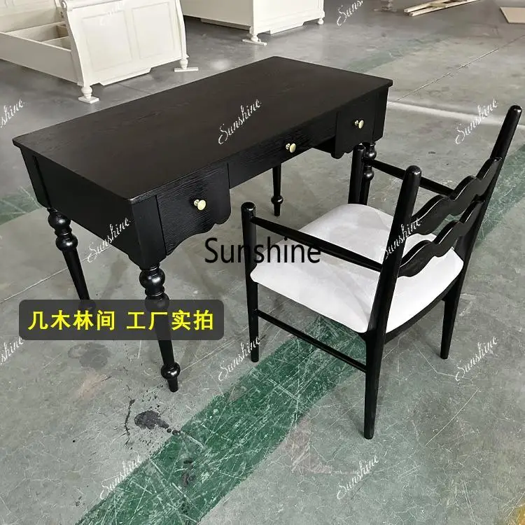 French retro solid wood writing desk desk