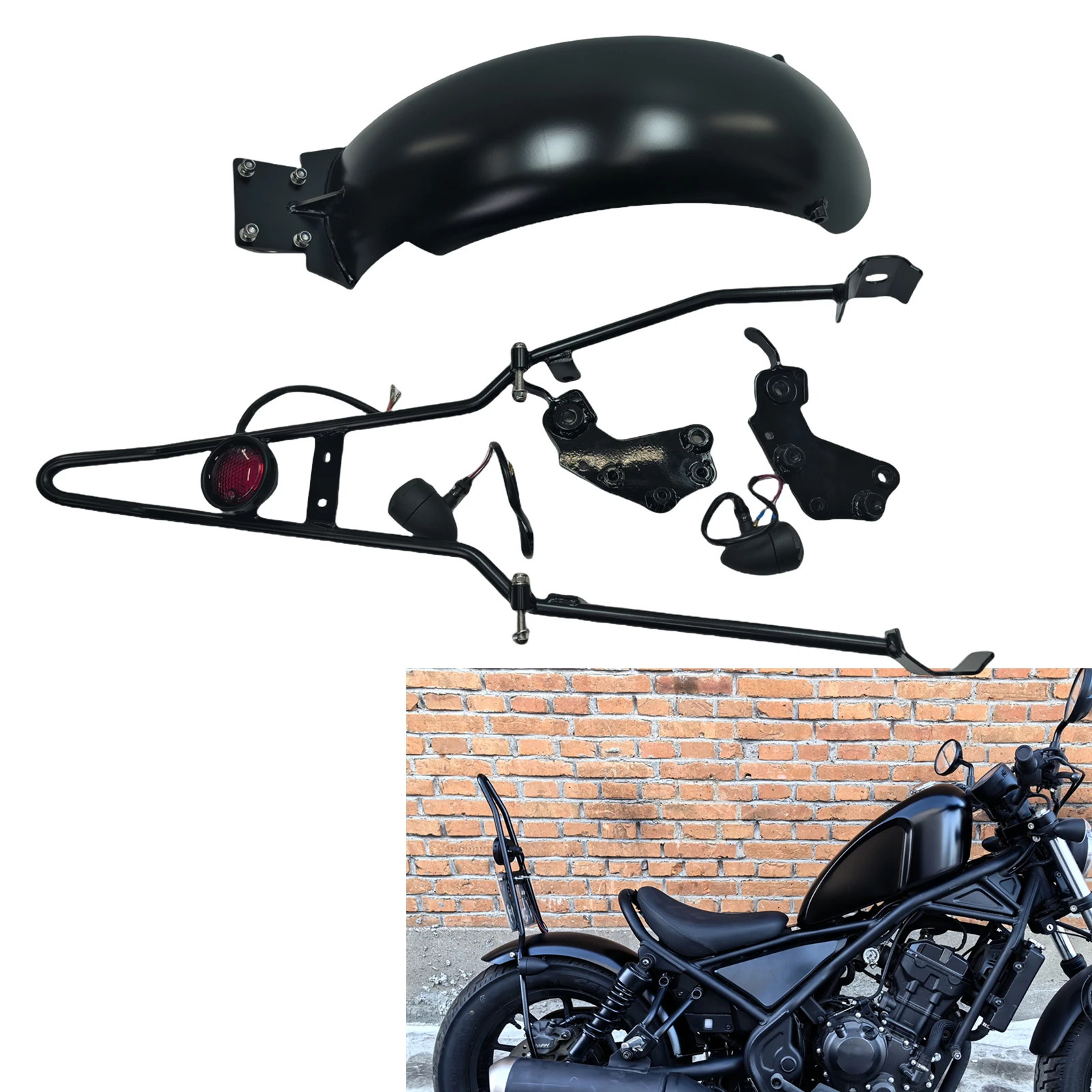 For Honda Rebel CM 300 500 CM300 CM500 2017-2023 Motorcycle Rear Wheel Splasher Fender Mud Guard Mudguard Cover With Bracket Kit