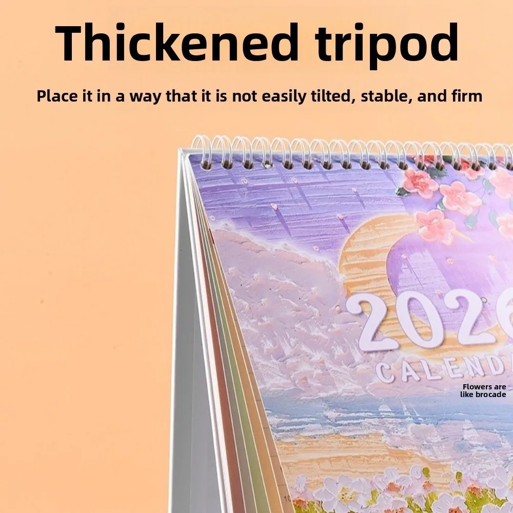 

Chinese New Year Style 2026 Desk Calendar Month Date Display Coil Binding Horse Year Calendar Cartoon Pony with Notes