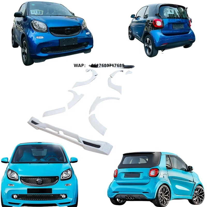 Fiberglass BB-style Front Rear Lip Bumper Kit Smart W453 Model High Quality New Bolt-On Ferrous Color Park Assist Sensor 1 Year