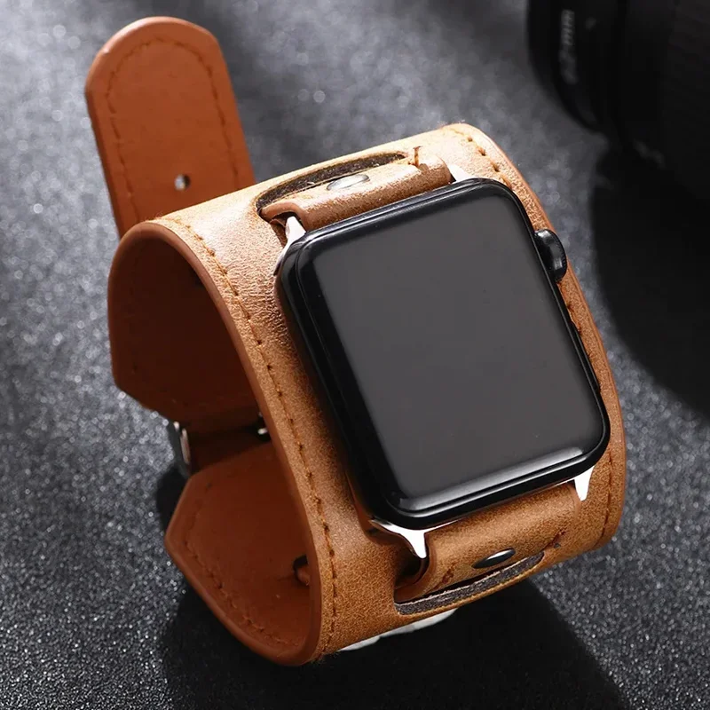 

Кожаный ремешок для часов Apple Watch 49 мм 44 мм correa 40 мм 38/42 мм Ретро браслет iwatch series ultra 9 8 7 6 5 4 Se 41 мм/45 мм