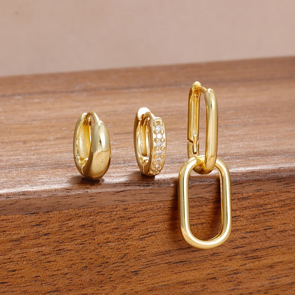 جديد 3 قطعة الفولاذ المقاوم للصدأ هندسية البيضاوي هوب أقراط للنساء أسلوب معدني بسيط انفصال أقراط للنساء مجوهرات هدايا