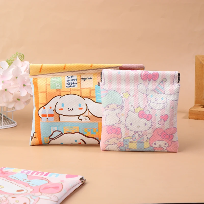 

Sanrio Hello Kitty Storage Bag Kuromi Cinnamoroll Data Cable Earphone Organizer Cosmetic Pouch Coin Purse